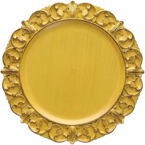 Platou decorativ/Suport farfurie Lirico Galben, 35cm