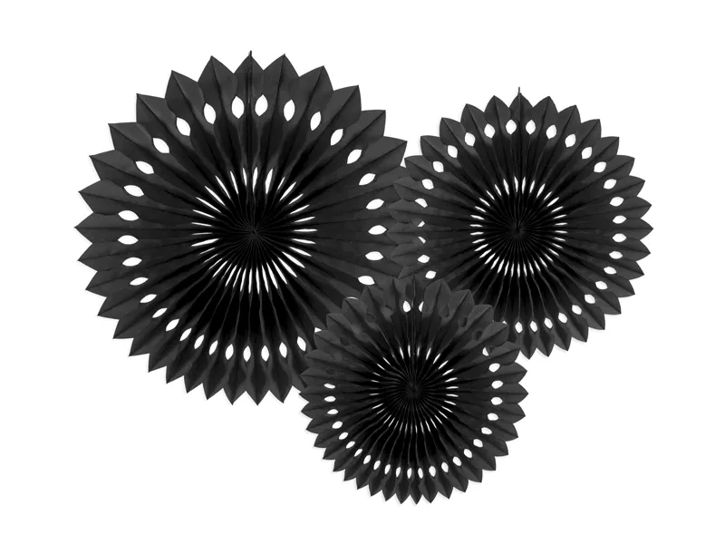 Rozete din hartie negre 20-30cm 3buc